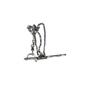 Antique French Gothic Silver Plated and Rose Gold Plated Sword Watch Fob